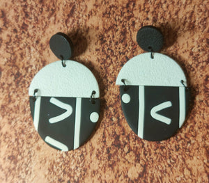 Mudcloth large Oval dangles