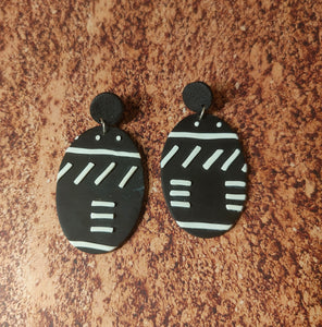 Mudcloth large Oval dangles