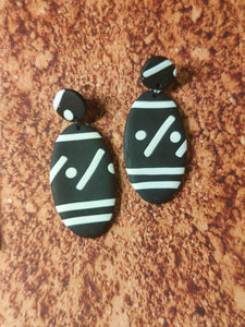 Mudcloth medium oval dangles