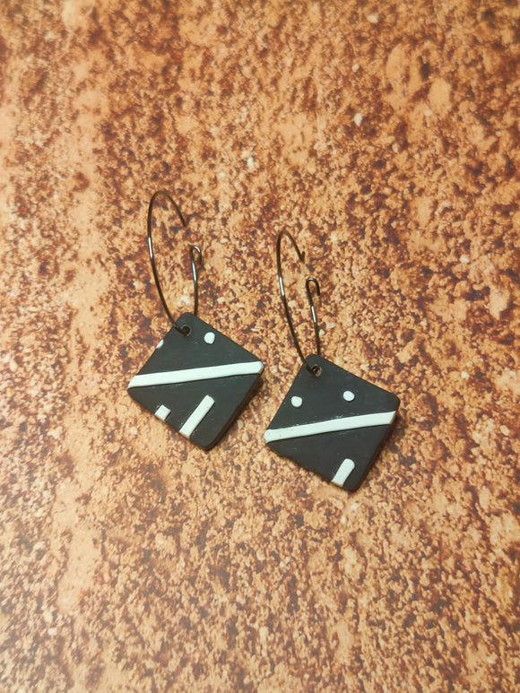 Mudcloth diamond hoops
