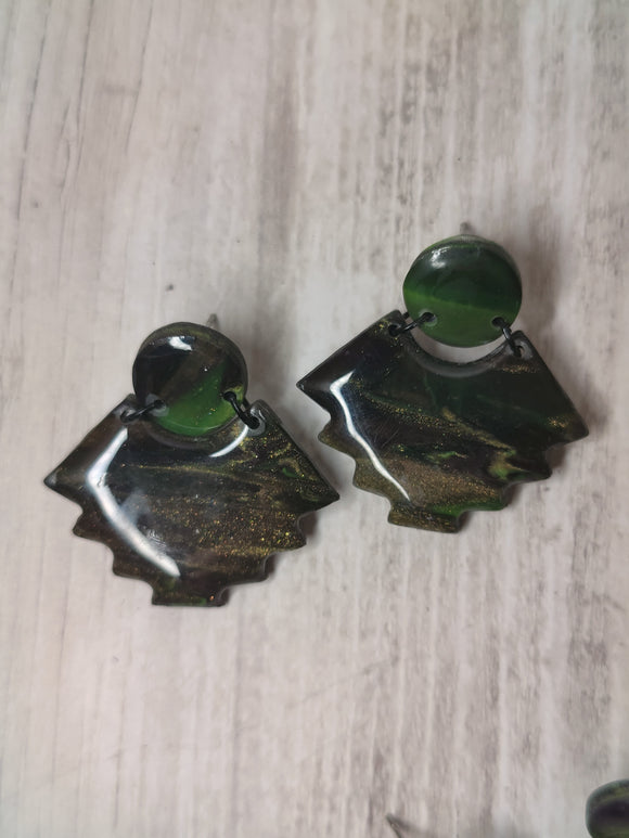 Green purple black aztec dangles