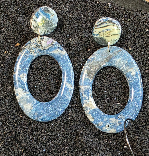 Denim Oval Dangles