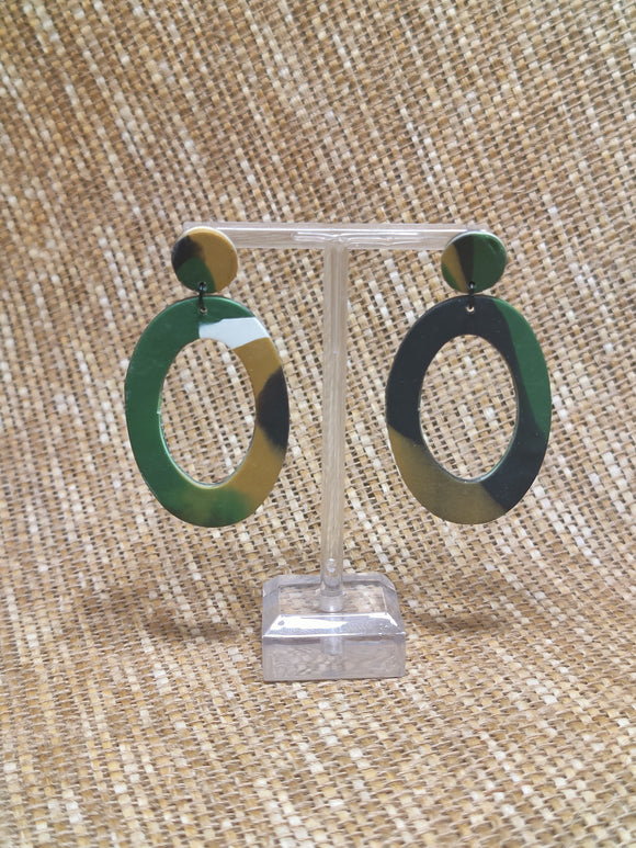 Green gold and black Oval Dangles