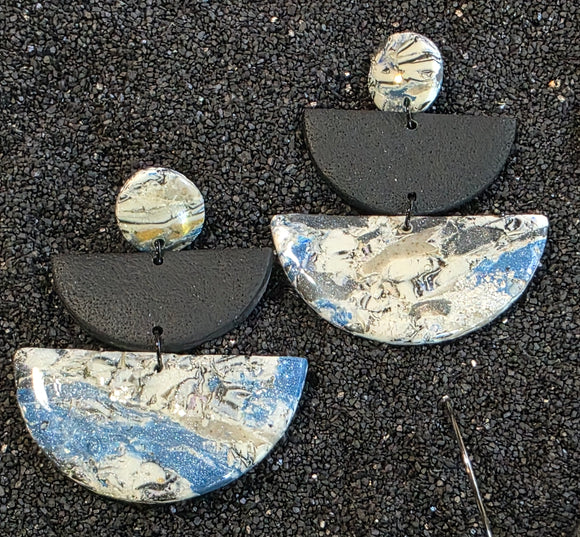 Denim Large Abstract Dangles