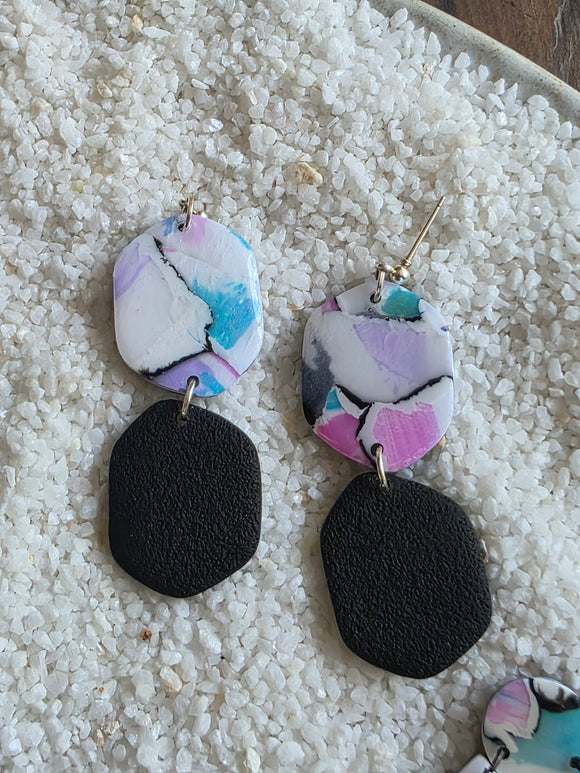 Pink blue and lilac Stud Drops