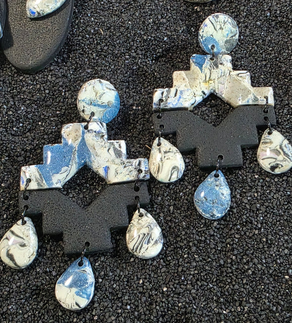 Denim Large Aztec Dangles