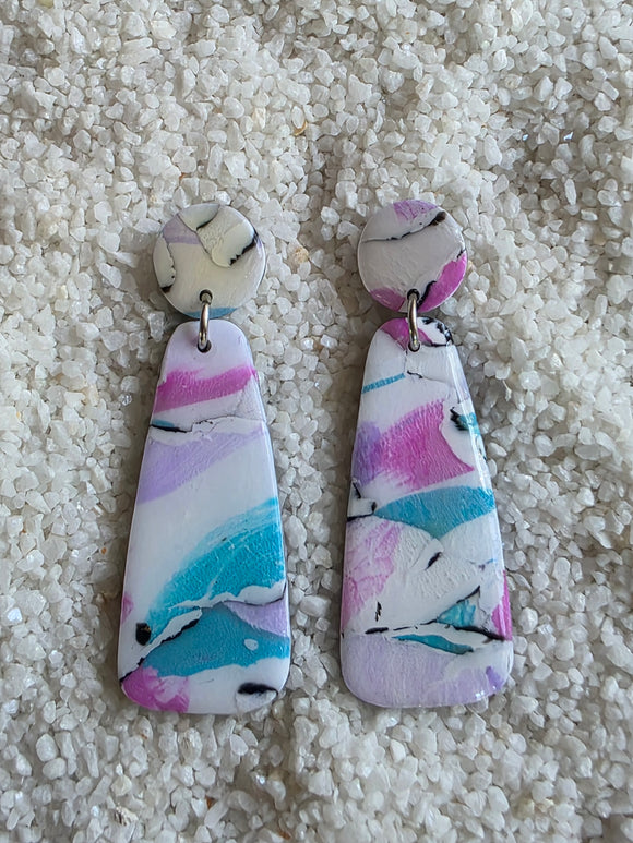 Pink blue and lilac Dangles