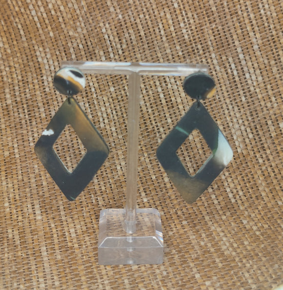 Green gold and black diamond cutout dangles