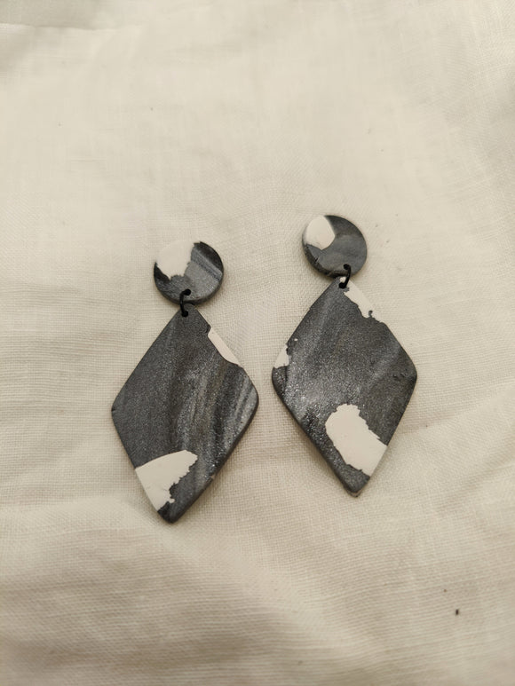 Charcoal Terrazzo Diamond Dangles