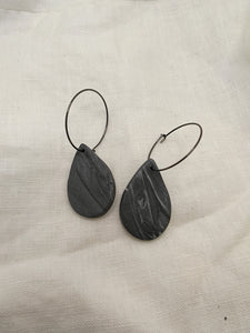 Charcoal Terrazzo Teardrop hoops