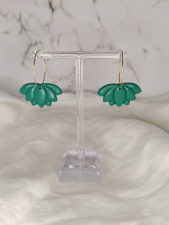 Green Lotus Gold hoops
