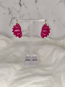 Magenta Lotus Gold Dangles