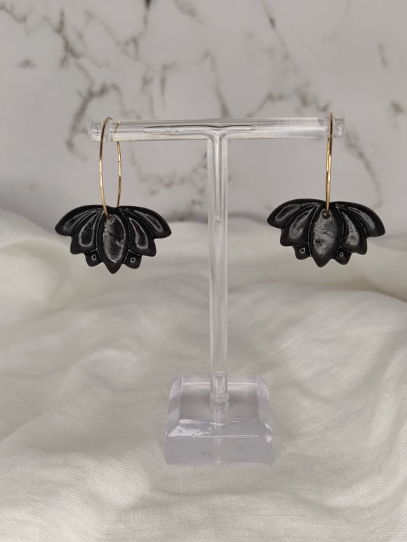 Black Lotus on Gold Hoops