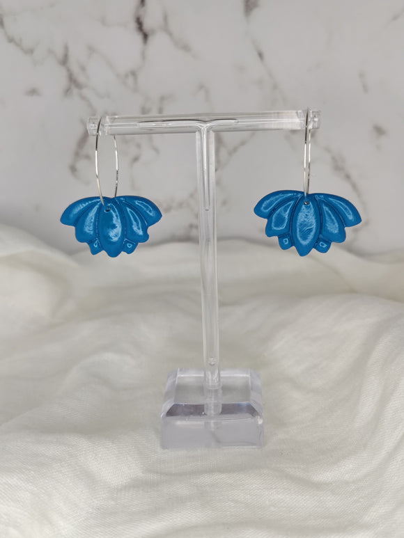 Blue Lotus Silver Hoops