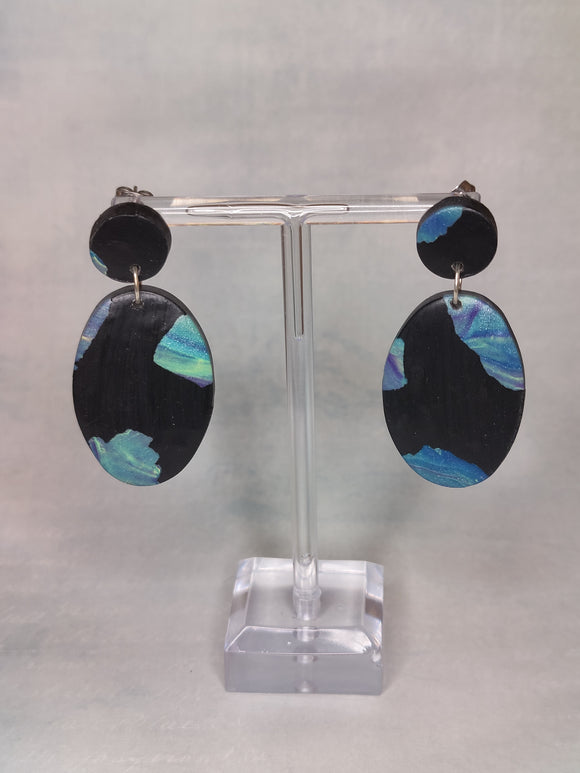 Midnight Opal Medium Oval Dangles