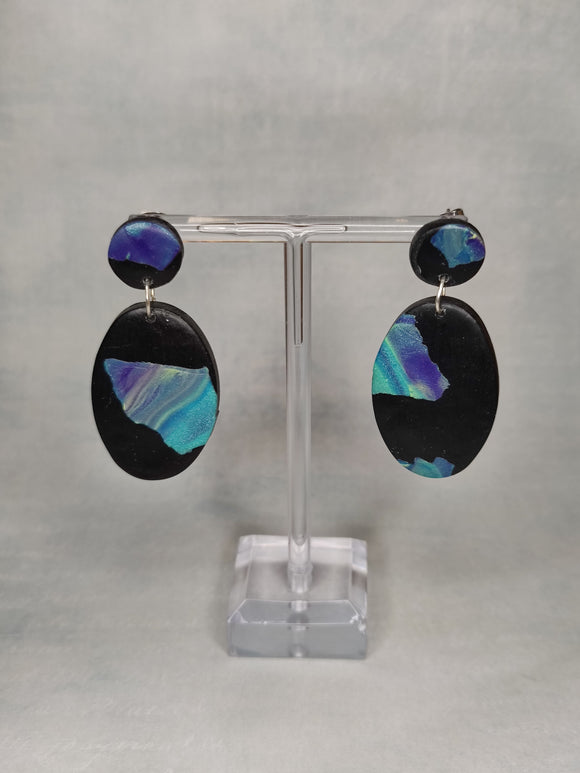 Midnight Opal Medium Oval Dangles