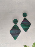 Green and magenta Diamond Dangles
