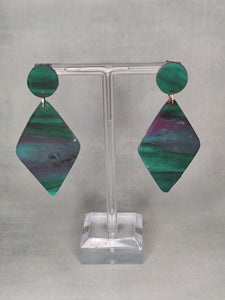 Green and magenta Diamond Dangles