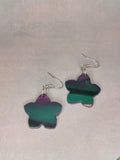 Magenta and Teal flower dangles