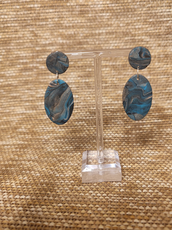 Blue and Copper Oval dangles