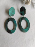 Black Turquoise and Grey Oval Dangles
