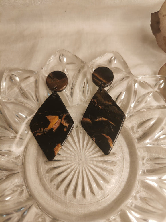 Copper Fleck Diamond Dangles