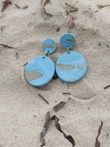 Light blue and Gold Round Dangles