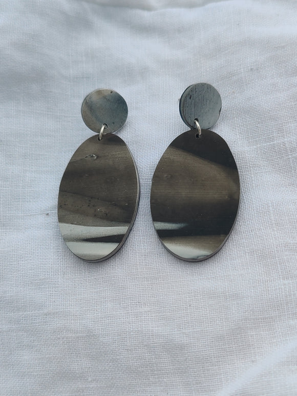 Black and White oval Dangles