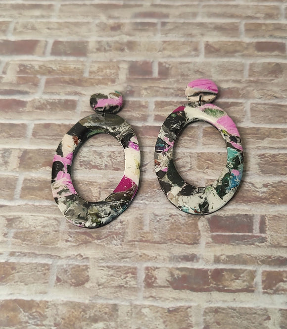 Graffiti Oval Dangles