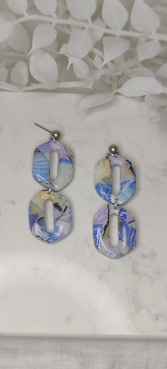 Watercolour Blue and Purple Oval Drops