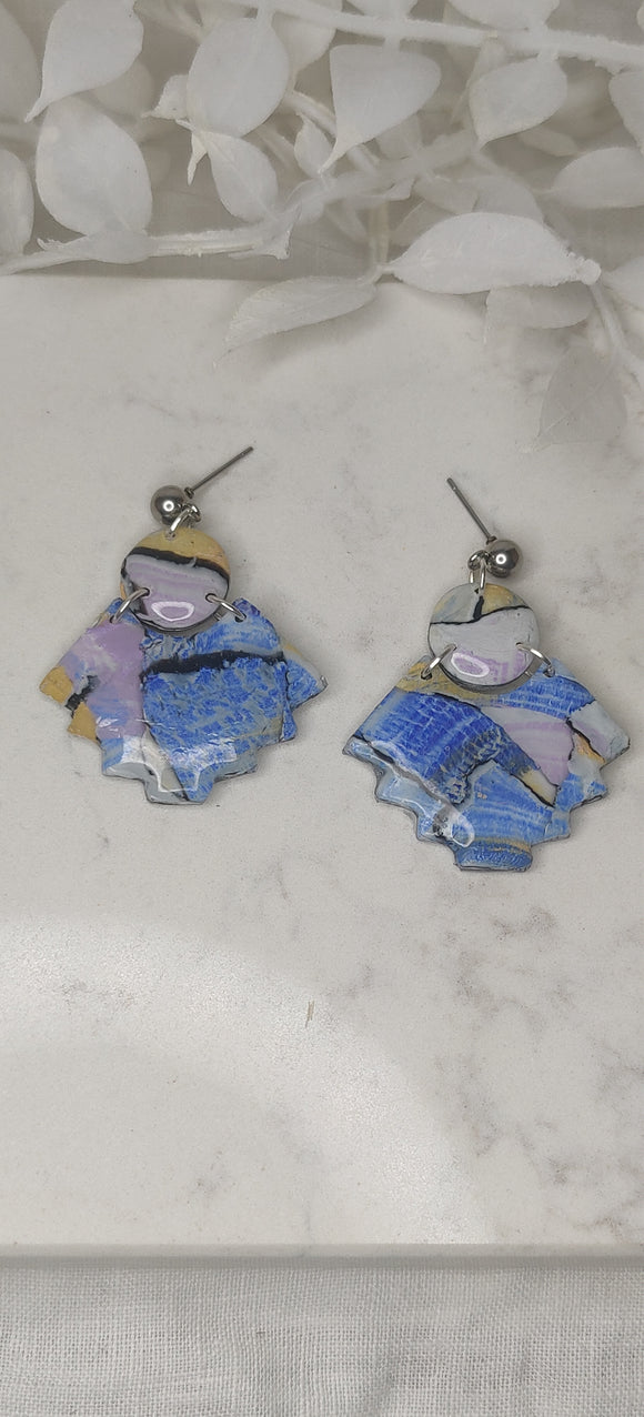Watercolour  Blue and Purple Aztec Drop