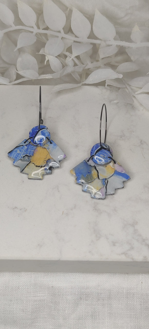Watercolour Blue and Purple Aztec Hoops